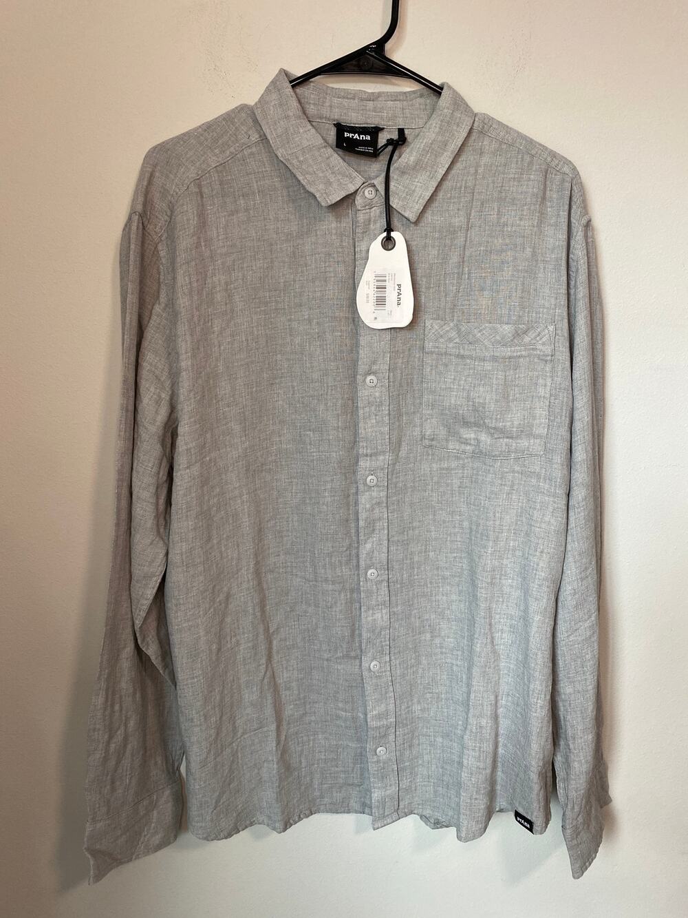 New prAna Mendocino Organic Cotton Shirt River Rock Men’s Large